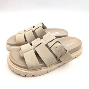 Mia Geni Open Toe Platforms Slide Sandals Women's Seashell Size US7M EU38
